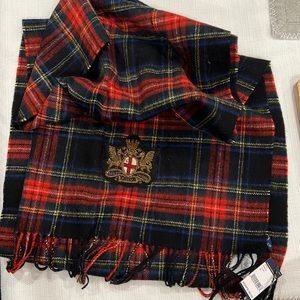NWT POLO RALPH LAUREN Tartan Cashmere Wool Scarf, Black Stewart retails $198 usd